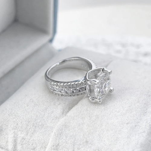 3ct 5ct D VVS1 Moissanite Round Wedding Ring For Women