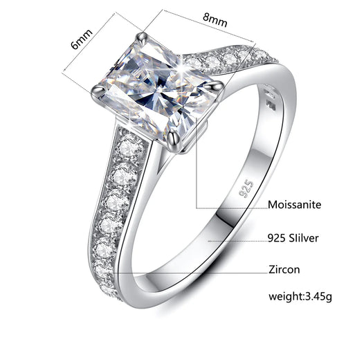 2ct 6*8mm D Color Wedding Jewelry With Engagement