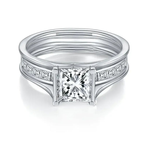 LinkerLove Princess Cut 1.5ct Moissanite Engagement Ring S925 Silver for Women