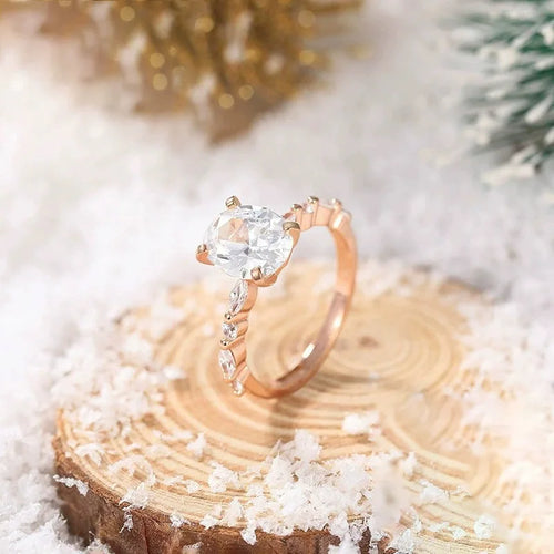 TY 3ct Oval Cut Moissanite Engagement Rings for Women
