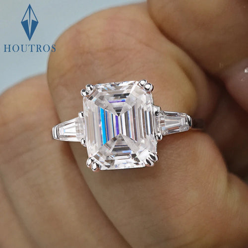 1-4 Carat Emerald Cut Moissanite Rings for Women