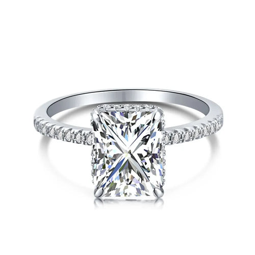 Radiant Cut Moissanite Diamond Ring 100% Real 925 sterling Silver Engagement Wedding .