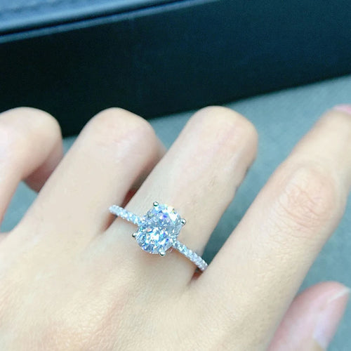 2CT 3CT Color Moissanite oval Rings for Women Lab Diamond Wedding Promise Band
