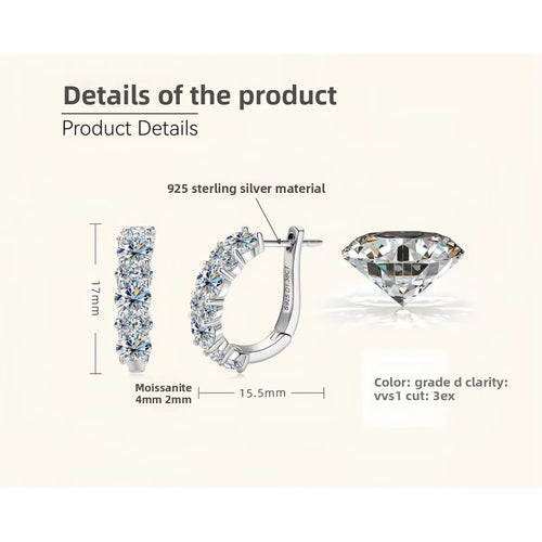 2.76Cttw Moissanite Lab Diamond Hoops Earrings