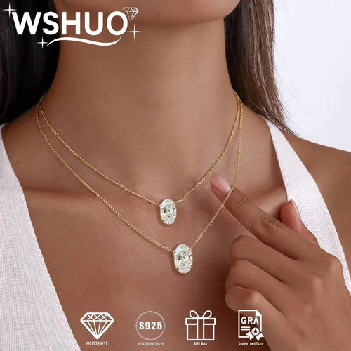 1/2/3Carat Oval Cut Moissanite Pendant Necklace