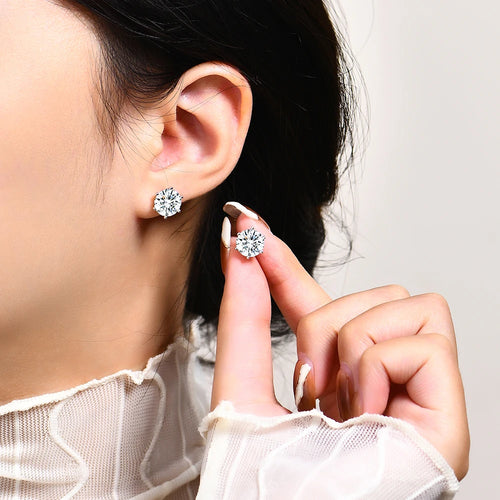 2.0 Carat Moissanite Gemstone Stud Earrings for Women