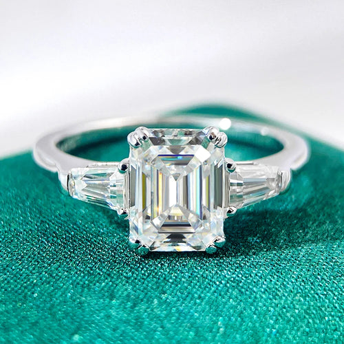 1-4 Carat Emerald Cut Moissanite Rings for Women