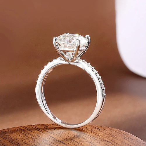 3ct Round Moissanite Ring 18K White Gold Plated