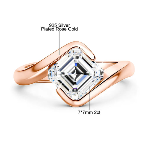 2ct Asscher Cut Moissanite ring 18k Gold plated for Women Asscher Cut