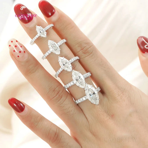 Marquise Cut Moissanite Ring Pave 1ct-6ct D VVS1 Moissanite Diamond