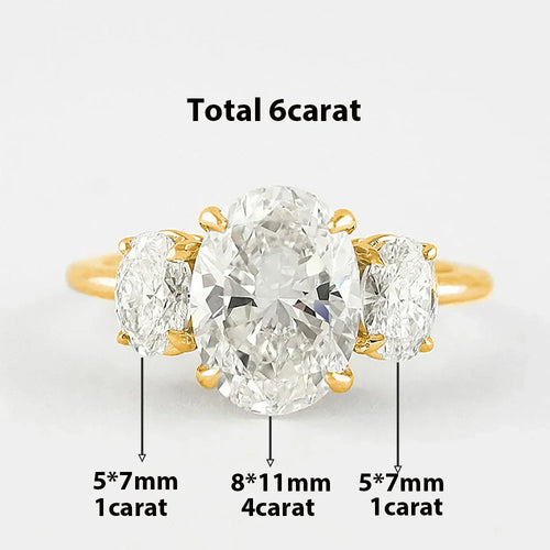 3-Stone Oval Cut Diamond Wedding Ring for Women 925 Silver Fine Jewelry