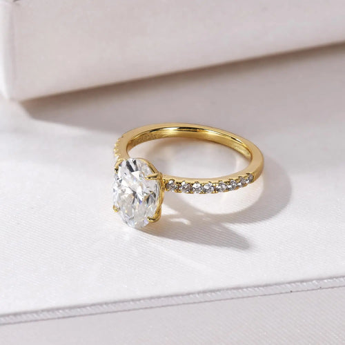 18K Gold Plated S925 Silver Women oval Wedding Engagement Jewelry