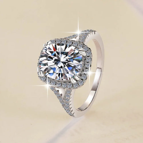 Moissanite 4 Carat PT950 Platinum Cushion-Cut Women's Ring
