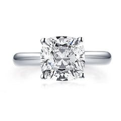 3.5 CT Cushion Cut Moissanite Ring 925 Sterling Silver Engagement Wedding Silver Rings Princess