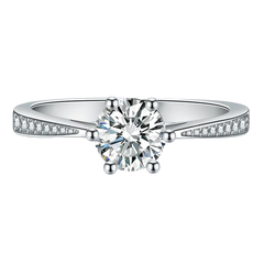1.5CTW F Color Engagement Round cut Ring Positive Moissanite Band Diamond Wedding