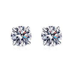 Real 0.4-4 Carat Moissanite Stud Earrings for Women Men Solid Round