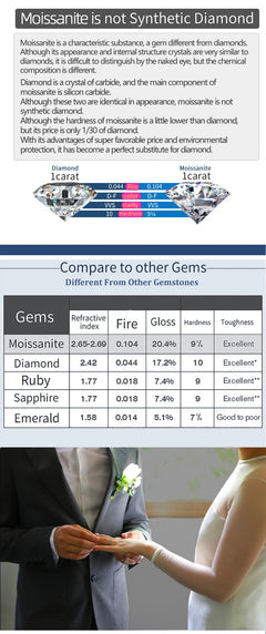 3.0CT D Color Moissanite Rings Women Jewelry Certified Round cut