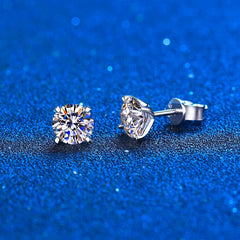 Real 0.4-4 Carat Moissanite Stud Earrings for Women Men Solid Round