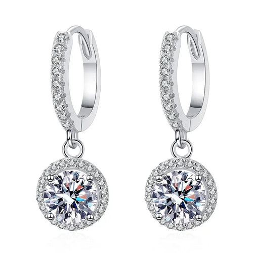 925 Sterling Silver 1 Carat Moissanite Round Earrings Daily