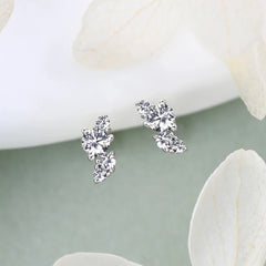 925 Sterling Silver Bling Cluster Stud Earring Delicate Charm round