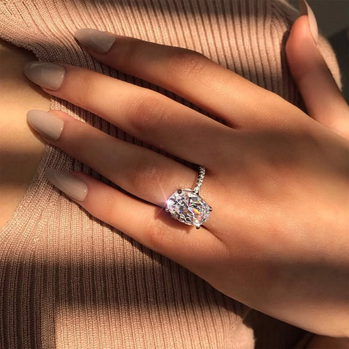 Oval Cut Full Moissanite Engagement Ring for Women  S925 Silver1/2/3/4Carat Hidden Halo Diamond Wedding Rings with Certificates