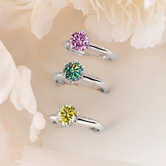 VVS1 Lab Diamond Solitaire Ring For Women Engagement Promise Wedding Band Jewelry