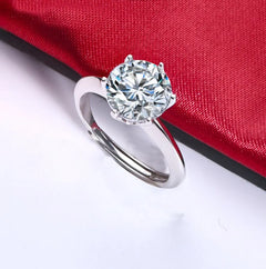 Sterling Silver 0.5-3 Carat 8.0mm D Color Moissanite Ring  Round For Women