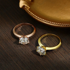 6 Prong Classic Trendy Solitaire Engagement Wedding