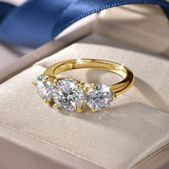 14K Gold Filled Three Stone Wedding Ring Sparkling Jewelry Gift Round cut