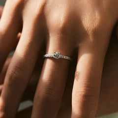 Moissanite Ring Delicate Square 925 Sterling Silver Lab Diamond Ring For Women Round cut