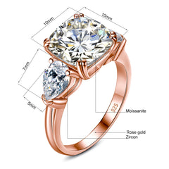 5ct Cushion Cut 3 Stone Moissanite Ring