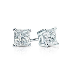 Princess Cut Moissanite VVS D Stud Earrings 925 Sterling Silver