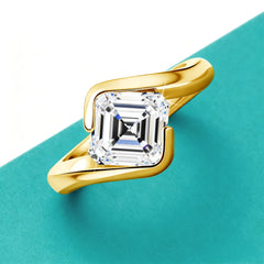 2ct Asscher Cut Moissanite ring 18k Gold plated for Women Asscher Cut