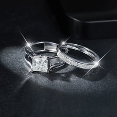 LinkerLove Princess Cut 1.5ct Moissanite Engagement Ring S925 Silver for Women