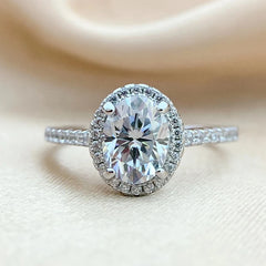 2CT 3CT Color Moissanite oval  Rings for Women Lab Diamond Wedding Promise Band