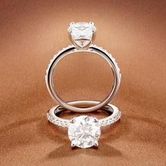 3ct Round Moissanite Ring 18K White Gold Plated