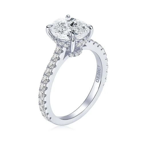 3.0CT D Oval Cut Moissanite Engagement Wedding Ring for Women