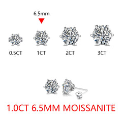 2.0 Carat Moissanite Gemstone Stud Earrings for Women