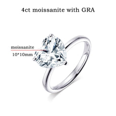 1/2/4CT Heart Cut Moissanite Engagement Ring with Certificate 925 Sterling Silver