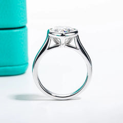 3ct Heart Cut D Color Moissanite Engagement Bezel Ring