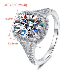 Moissanite 4 Carat PT950 Platinum Cushion-Cut Women's Ring