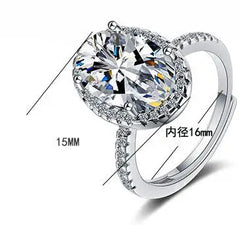 Oval Cut Full Simulated Moissanite Engagement Ring for Women