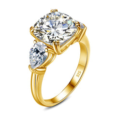 5ct Cushion Cut 3 Stone Moissanite Ring