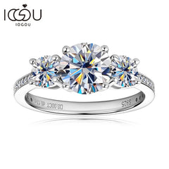 3.0CT D Color Moissanite Rings Women Jewelry Certified Round cut