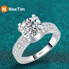 3ct 5ct D VVS1 Moissanite Round Wedding Ring For Women
