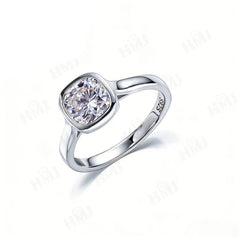 2CT Moissanite Ring Cushion Cut for Women 925 Sterling Silver Proposal Engagement Ring