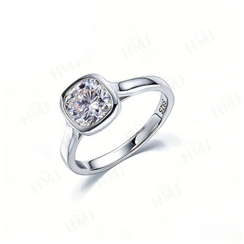 2CT Moissanite Ring Cushion Cut for Women 925 Sterling Silver Proposal Engagement Ring