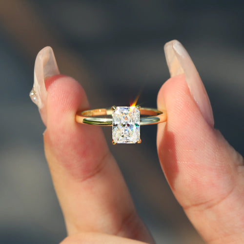 Natural Radiant Cut 1-3ct Moissanite Engagement Solitaire Ring 925 Sterling Silver for Woman Gold Plated Anniversary Gifts