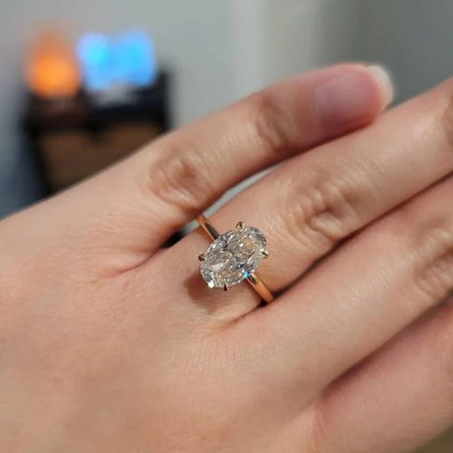 Oval Cut 925 Sterling Silver 1-3ct Moissanite Engagement Solitaire Ring