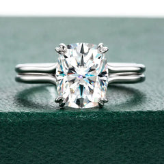 4.0ct Cushion Cut Moissanite Engagement Rings For Women